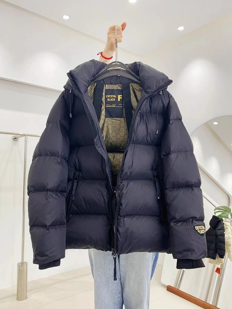 波司澄 哑光黑色羽绒服短款情侣男女2023年新款百搭宽松加厚极寒