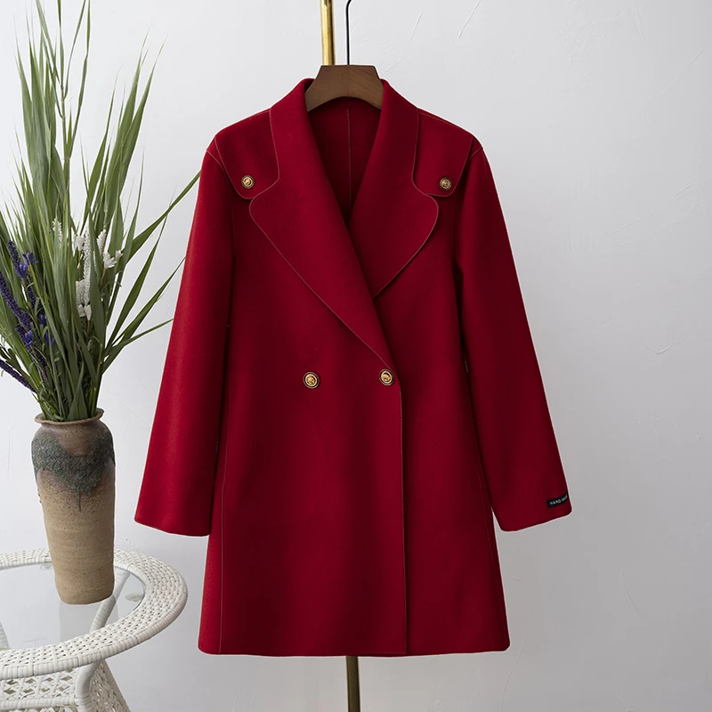 2024秋冬上新高级感百搭显瘦气质双面呢大衣中长款外套- DY029