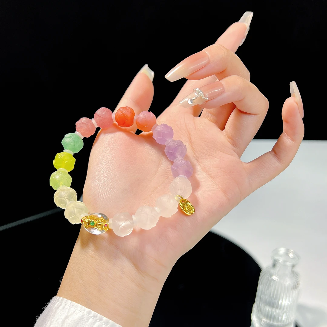 天然水晶加草莓晶手链【糖果多宝S-072】多样性发货发其一颜色微差