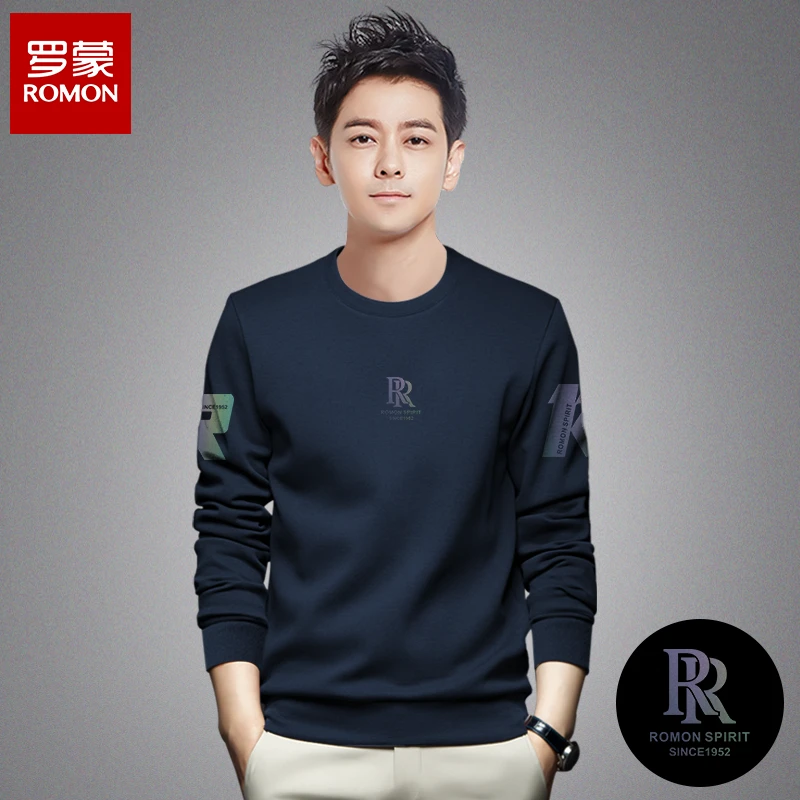 Romon/罗蒙2025秋季男士新款爆款宽松休闲百搭打底长袖圆领卫衣