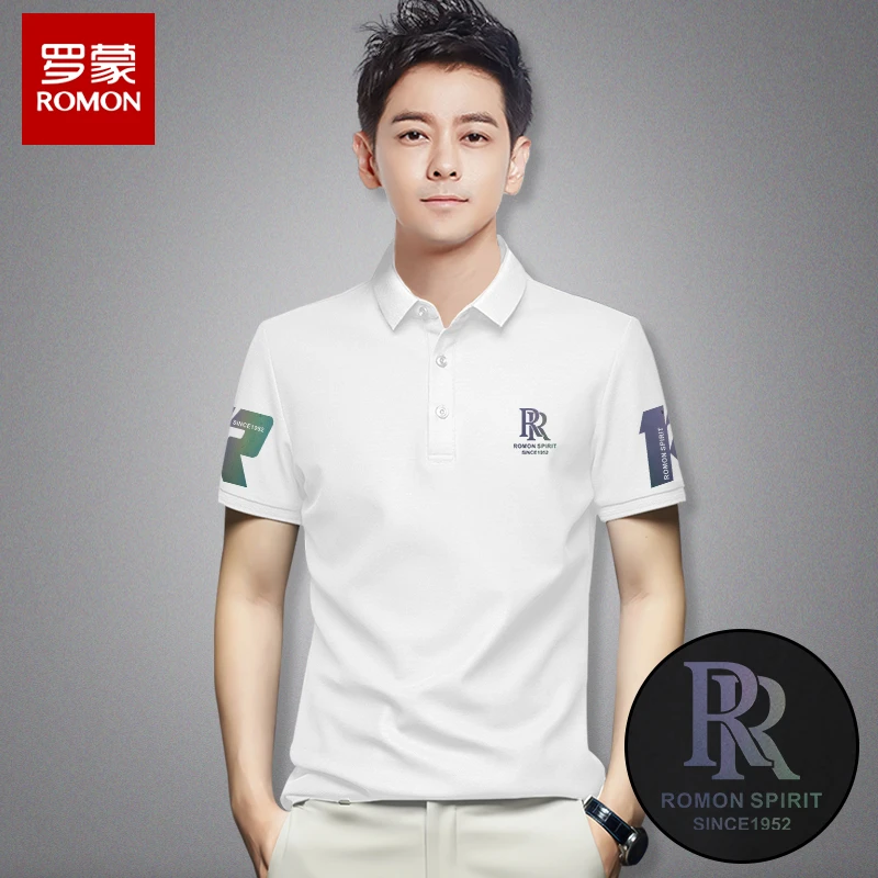 Romon/罗蒙男士翻领polo衫夏季时尚商务宽松休闲百搭短袖XSX9092