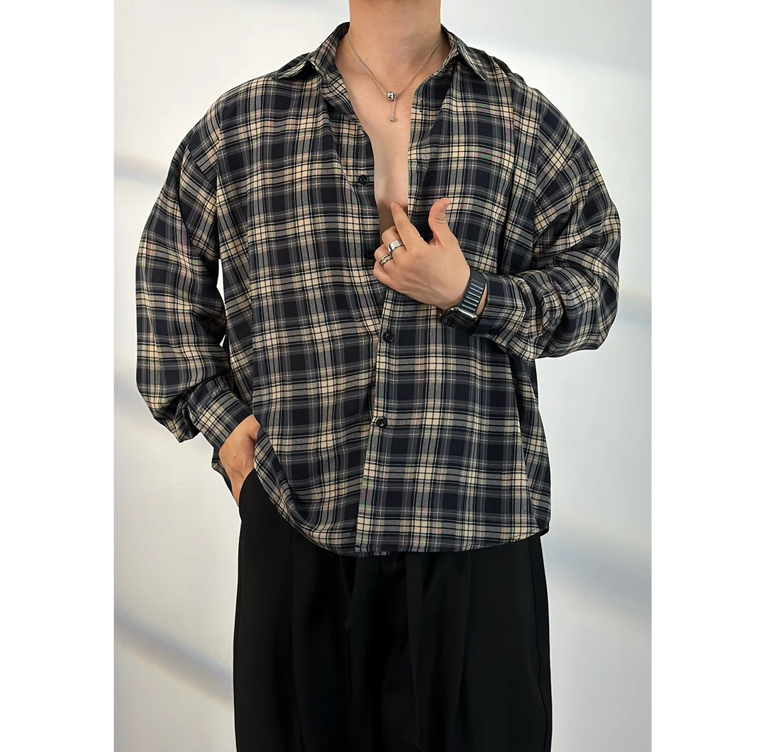 陆星家【冰爽格】格子衬衫轻薄透气男士夏季休闲宽松百搭外套C114