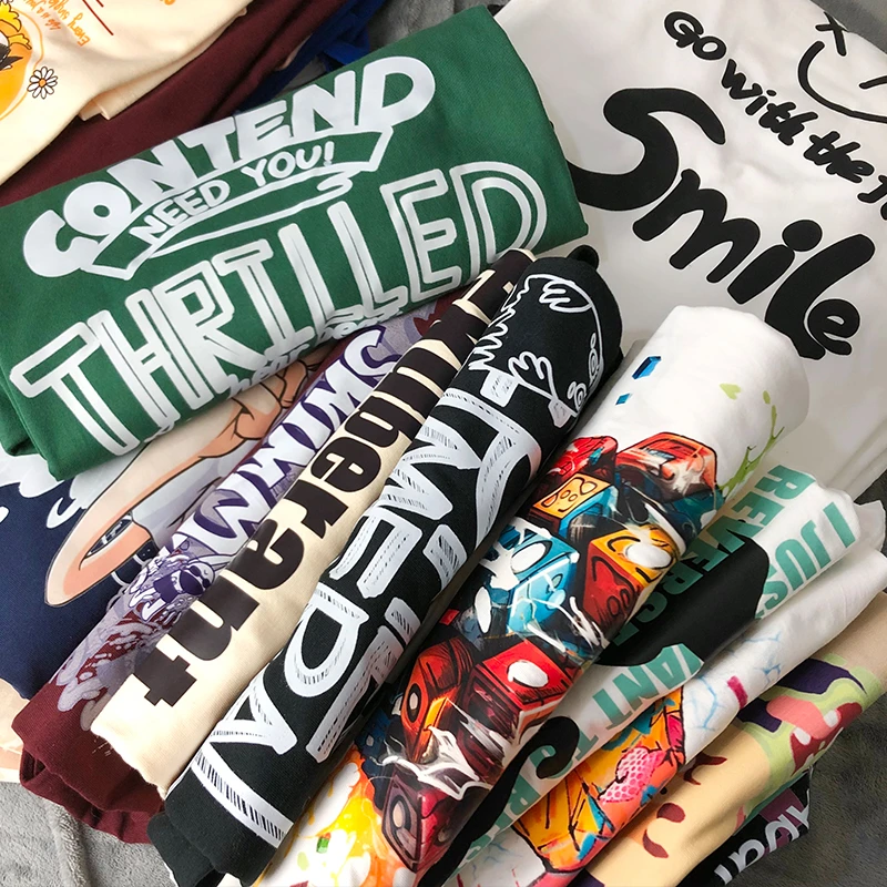 240克重磅高货夏季休闲纯棉圆领宽松男女同款百搭印花短袖精梳T恤