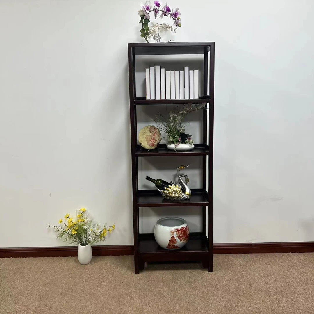 新中式实木架四层置物架多宝格书架177