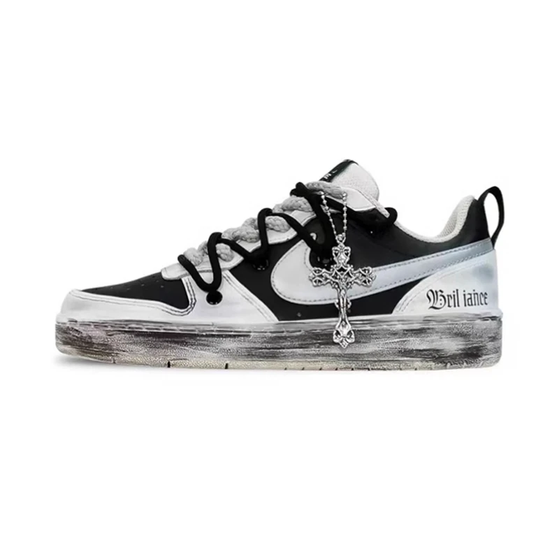 NIKE/耐克球鞋定制Court BoroughLow2十字架街头暗黑复古防滑板鞋