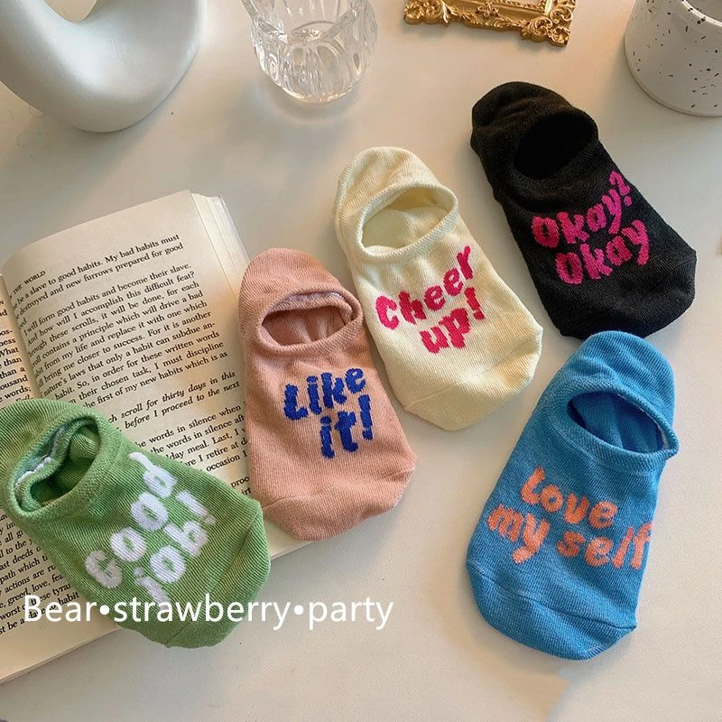 字母船袜女夏季薄款ins潮日系学院风简约百搭隐形袜子女短筒