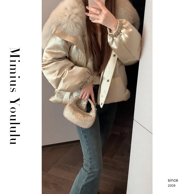 【mimius】悦悦小众大狐狸毛领珠光感外套（毛领可拆卸）F10173