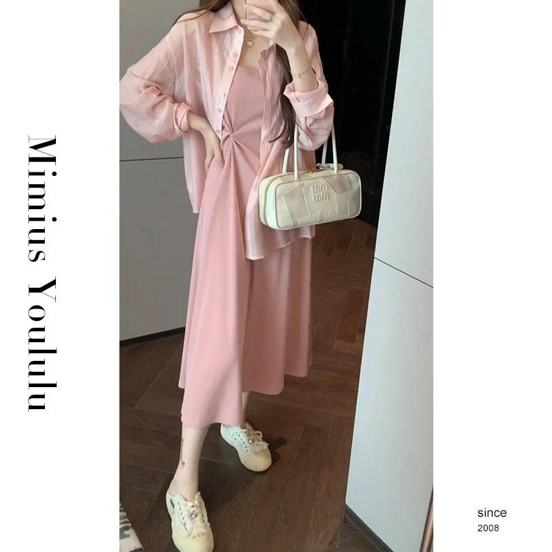 【mimius】江江 【纸片人套装】扭结吊带连衣裙+衬衫套装 F05169