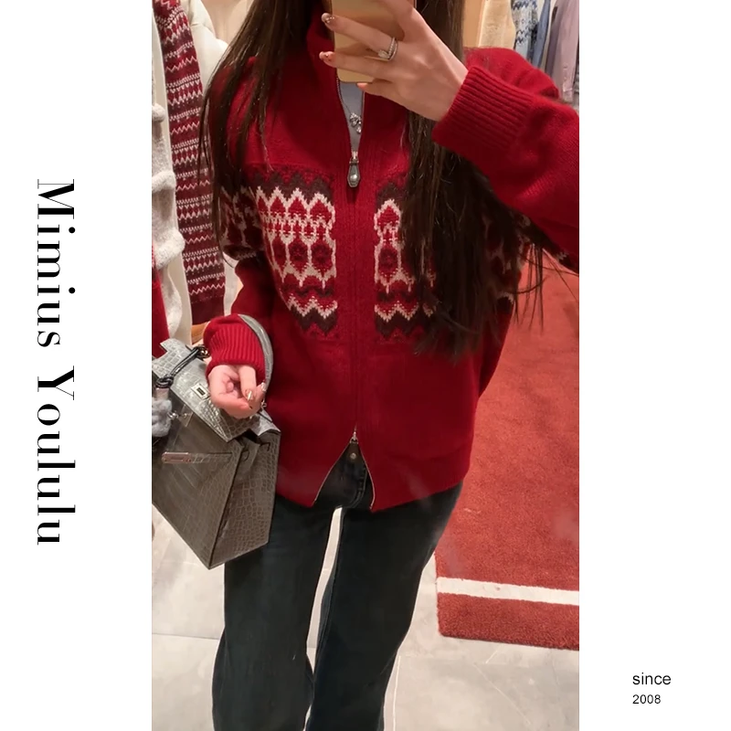 【mimius】喵喵  费尔岛提花复古宽松慵懒毛衣 WF11043