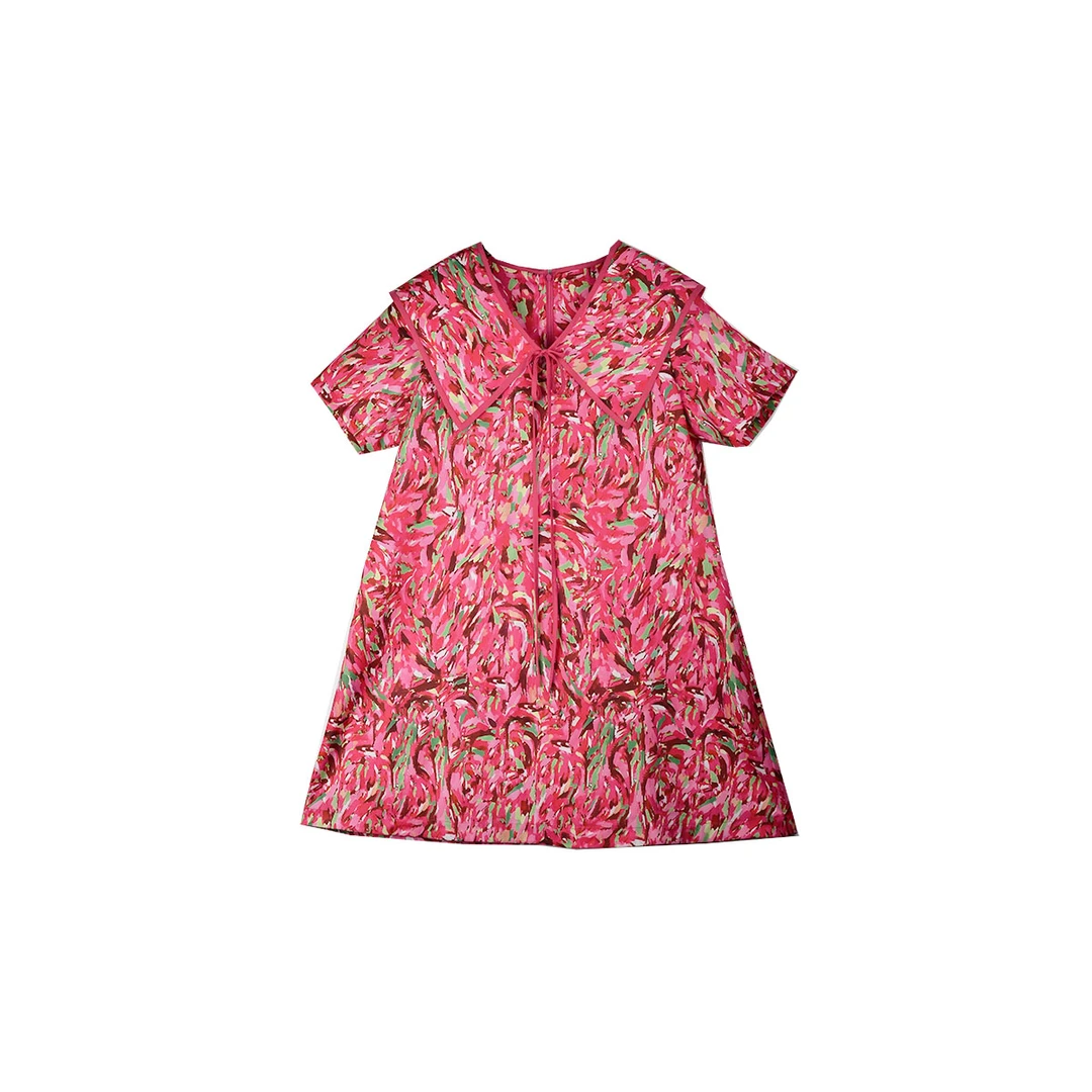 大码女装连衣裙碎花时尚女士印花梭织满印（WT180）