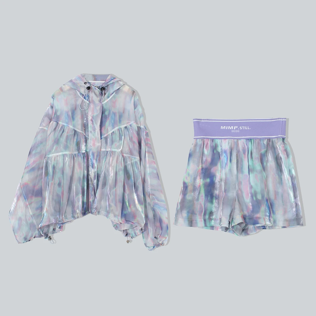 新款时尚炫彩扎染防晒连帽套装夏季（CS234）