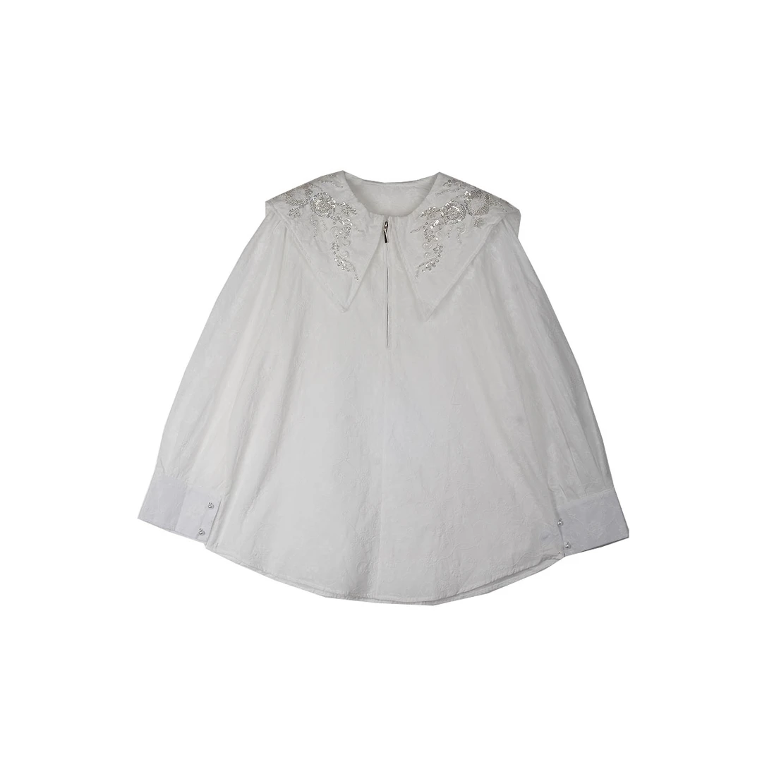 大码女装长袖时尚百搭休闲宽松梭织娃娃领（WT172）