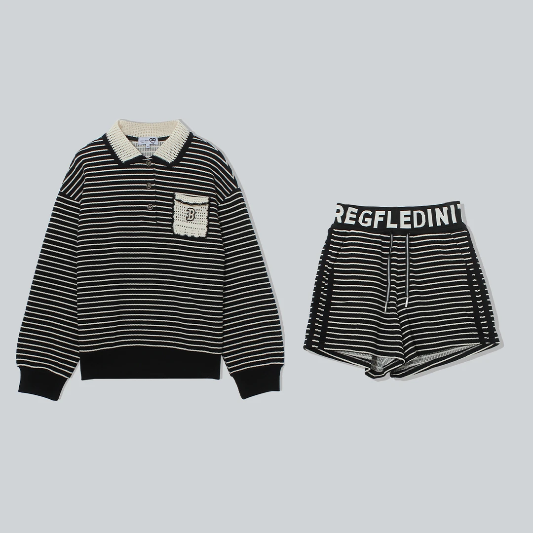 条纹运动服休闲套装女款爆款两件套（T1002）