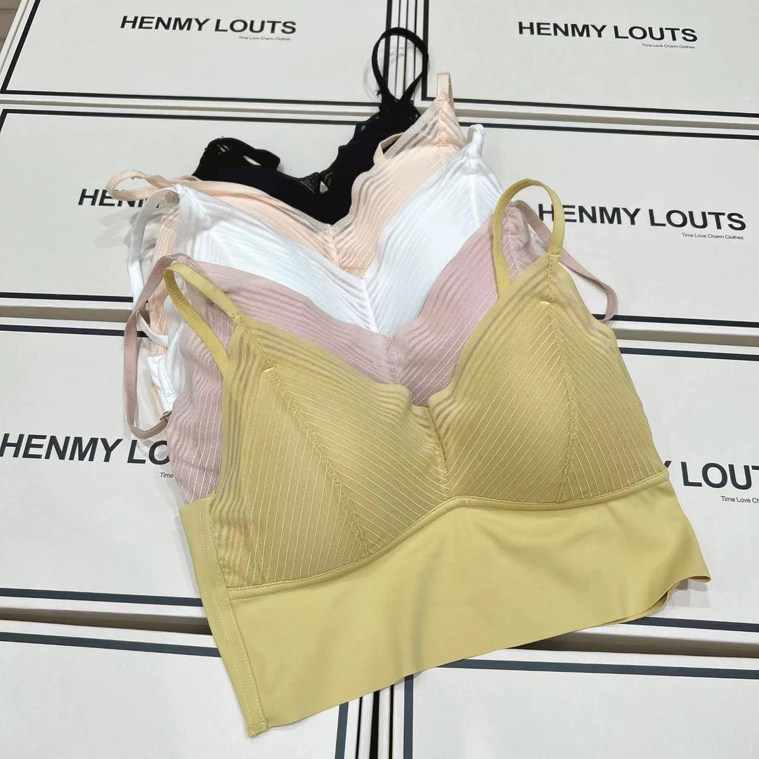 2363法式三角杯无痕性感网纱通勤文胸薄款小胸内搭无钢圈内衣女