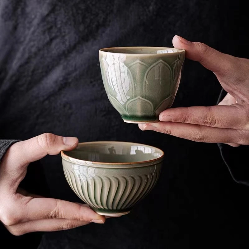 联谊越窑青瓷大号主人杯茶杯手工复古品茗杯茶杯茶具手工茶具陶瓷