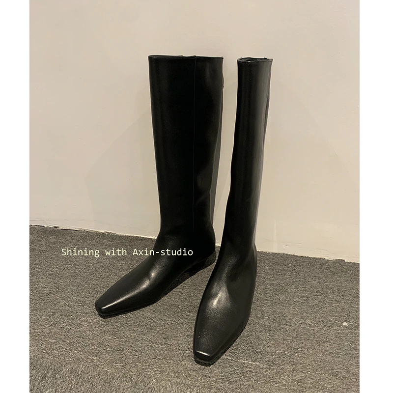 阿昕亮晶晶  私物分享 小方头秋冬时尚气质黑色好搭长筒靴AX23166