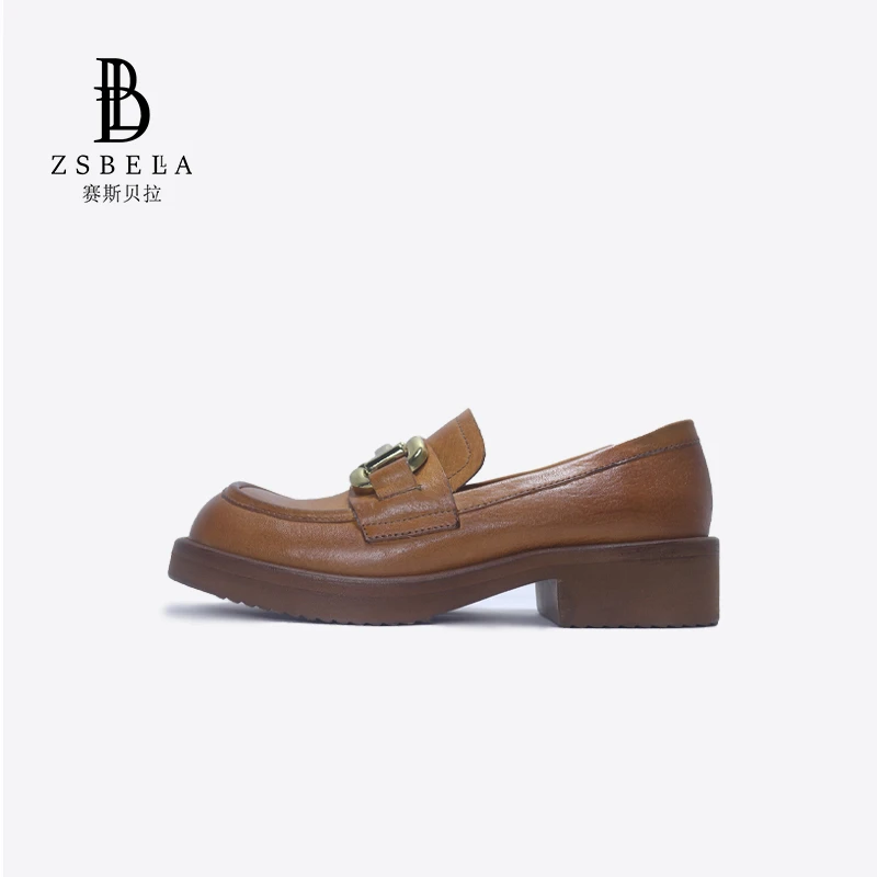 ZSBELLA马皮乐福鞋轻奢高端女鞋单鞋女士23121177