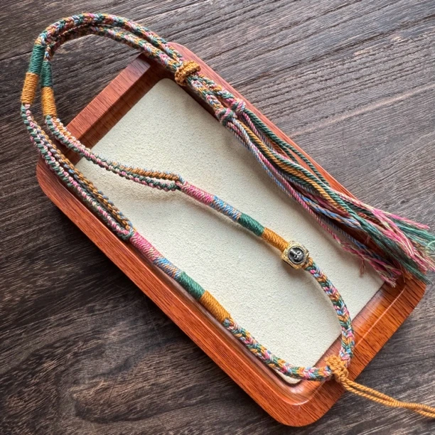 中国风布艺藏式手搓棉项链绳编织文玩挂件绳手工流苏复古风老式