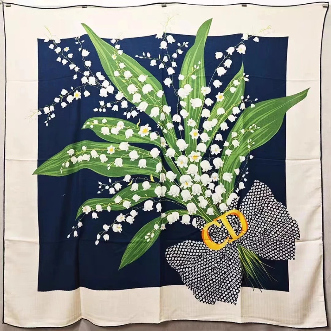 【兰玲花】88*88双面时尚百搭款桑蚕丝丝巾 18姆米斜纹手工精卷边