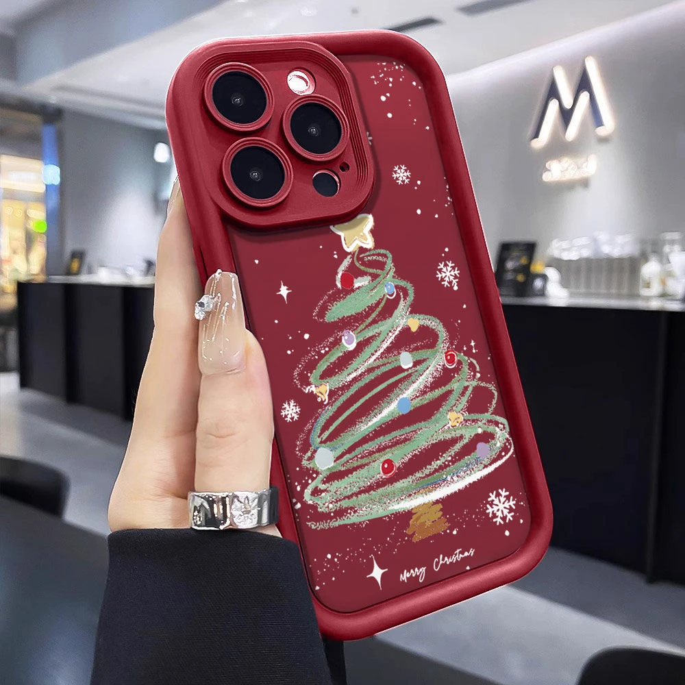 圣诞树苹果15promax手机壳iPhone14新款13硅胶12简约11软壳x女7/8