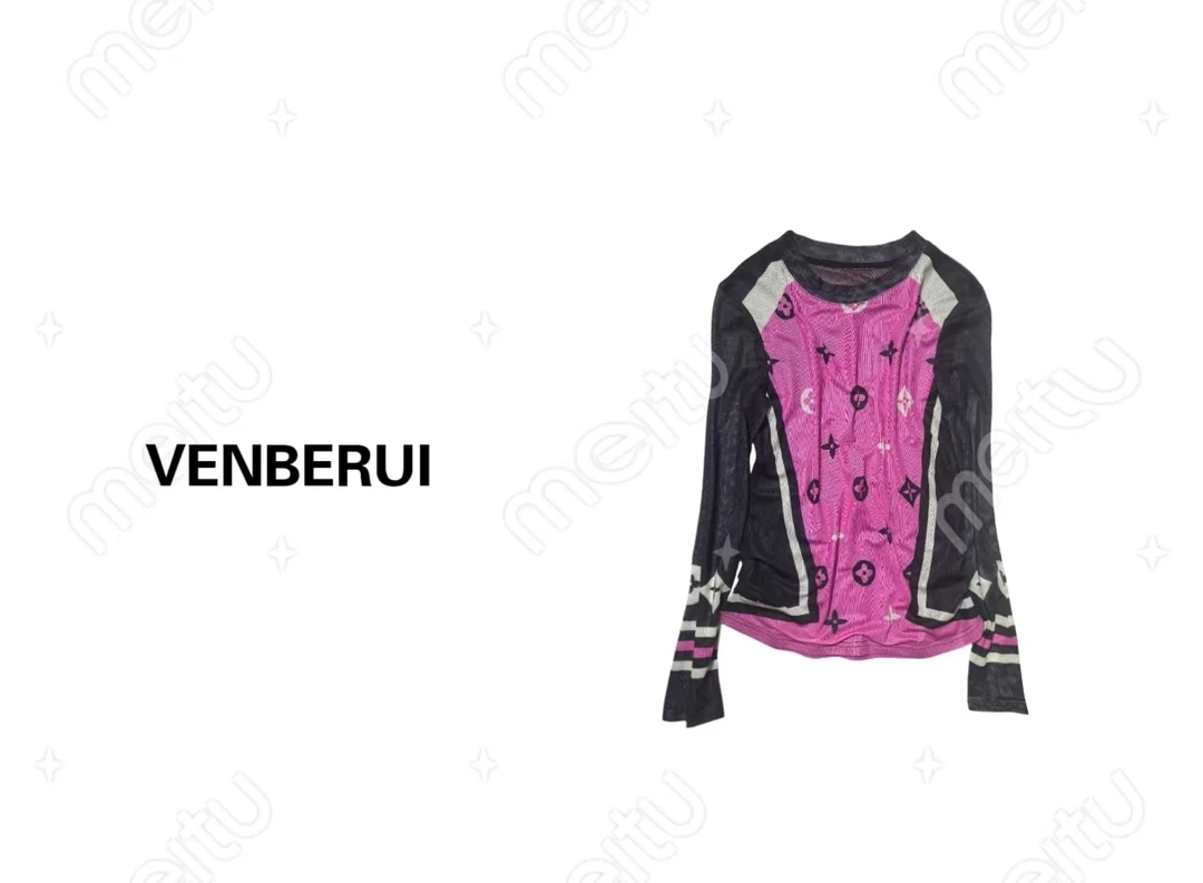 【VENBERUI】新款扎染印花圆领显瘦上衣