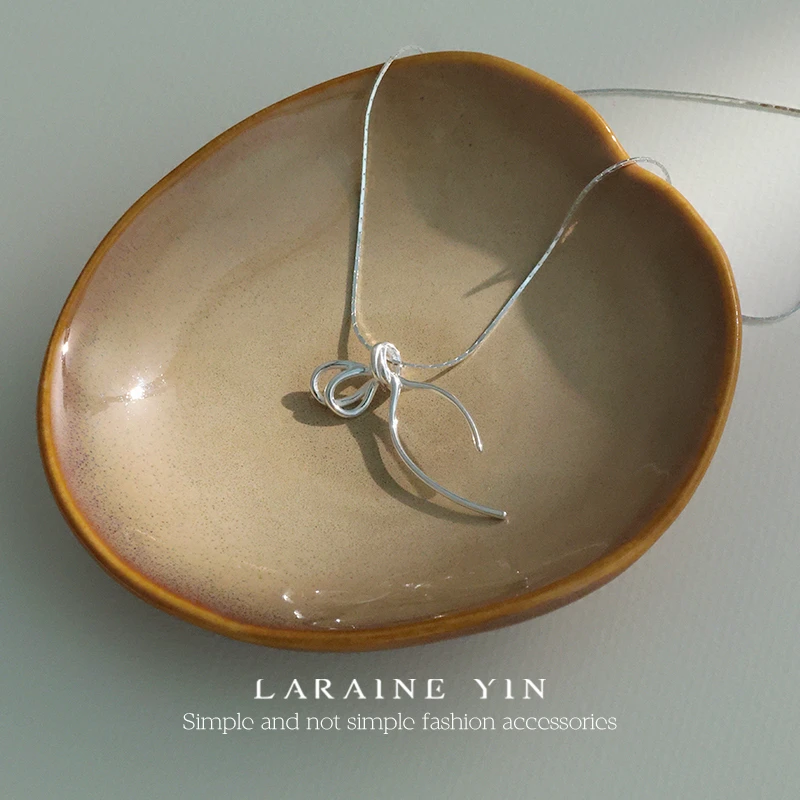 坠链均925银 简约蝴蝶结纯银项链女百搭气质锁骨链甜