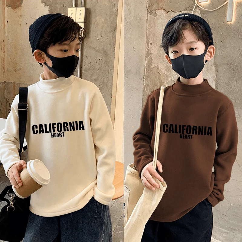 【双面德绒】男童秋冬长袖中大童半高领打底衫加厚磨毛儿童保暖上衣