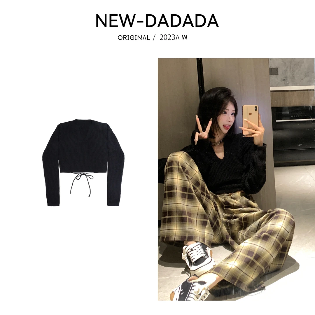 利达 NEW DADADA【小V领】百搭洋气毛织上衣女DS560