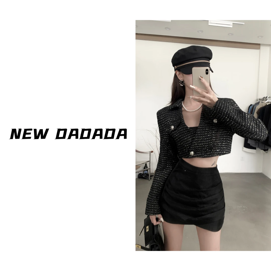 利达 NEW DADADA【街头素描】气质小众时尚短款长袖小香外套DS200