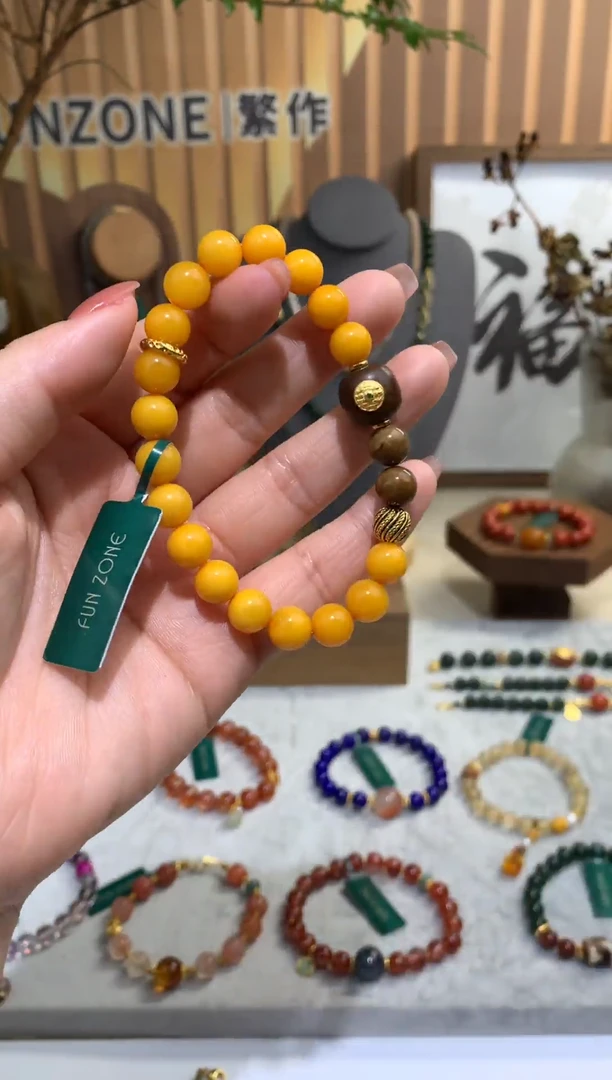 【闪购商品】蜜蜡手串银S925镶嵌手串