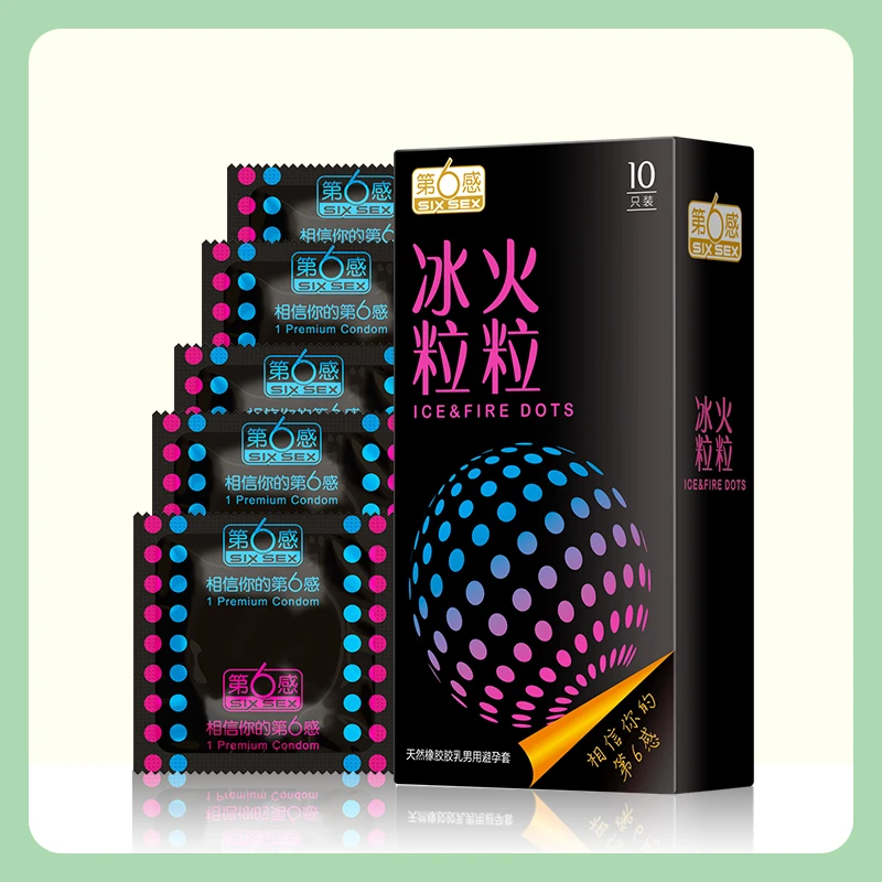 第6感冰火粒粒润滑天然胶乳橡胶避孕套男用