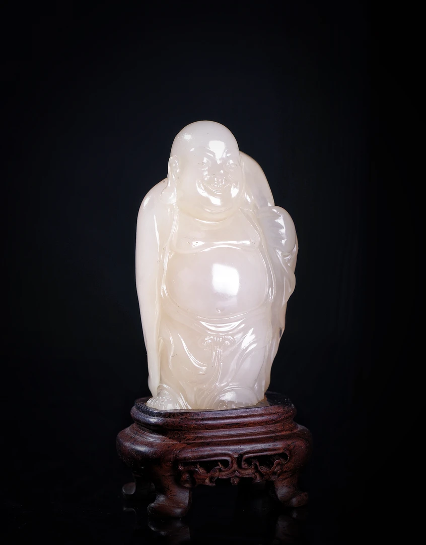 寿山荔枝洞石李在栋作弥勒摆件