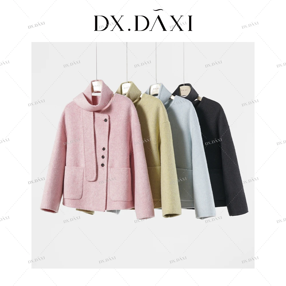 DX.DAXI【云上香草】新款百搭韩范设计款短款毛呢大衣