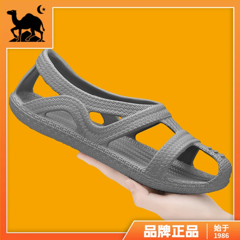 东方骆驼越南凉鞋男士夏季外穿运动沙滩黑色洞洞草鞋户外轻便凉拖