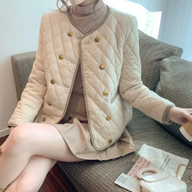 轻奢时尚小香风菱格棉衣棉服女2024小个子秋冬外套棉袄冬显瘦加绒