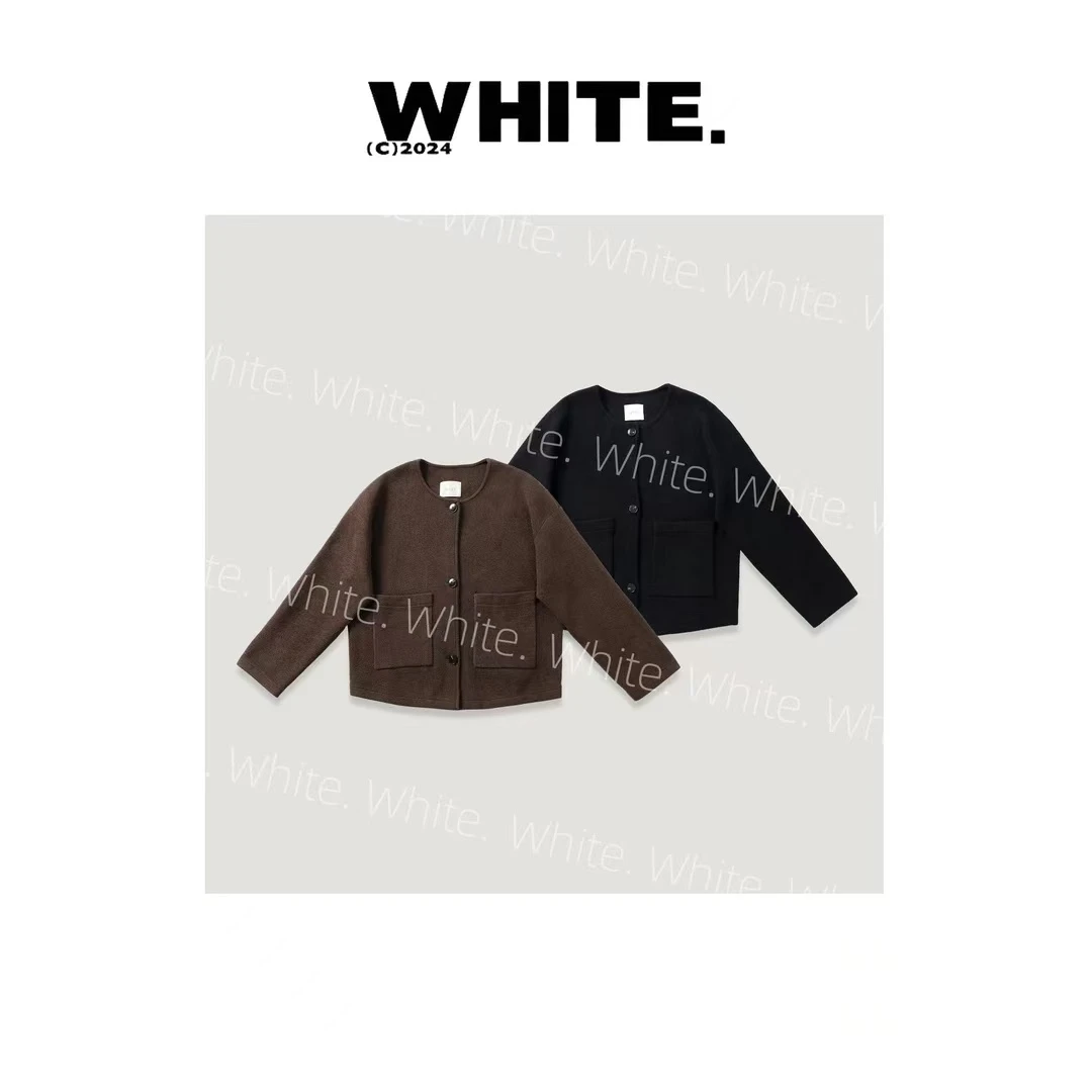 【米妮】春秋可机洗圆领短款高密度针织外套