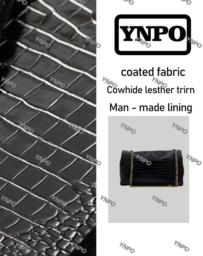 YNPO 手工真皮女包鳄鱼纹黑棕双面 10497 黑色