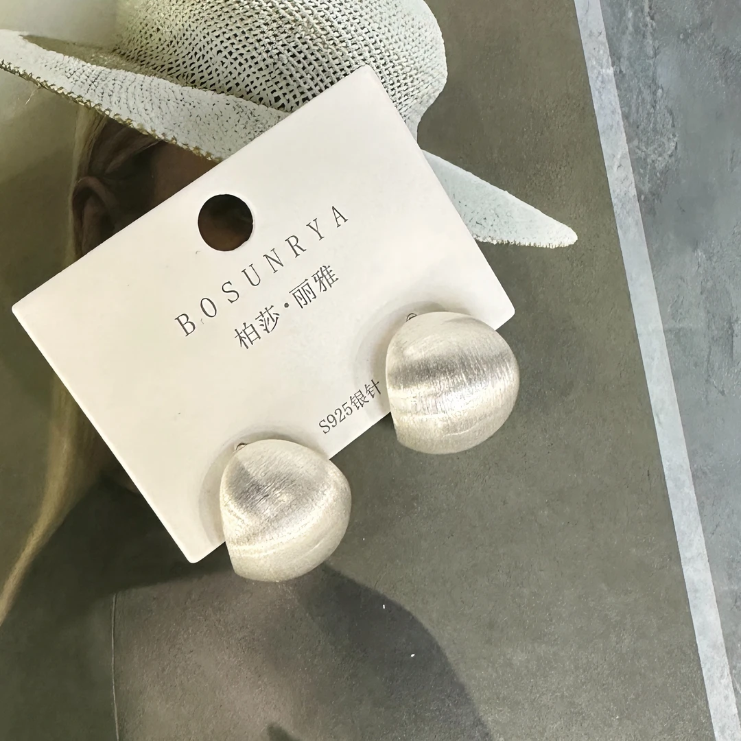 非金属合成锆石耳饰 MIXD杨小姐韩饰拉丝哑光耳环气质简约时尚