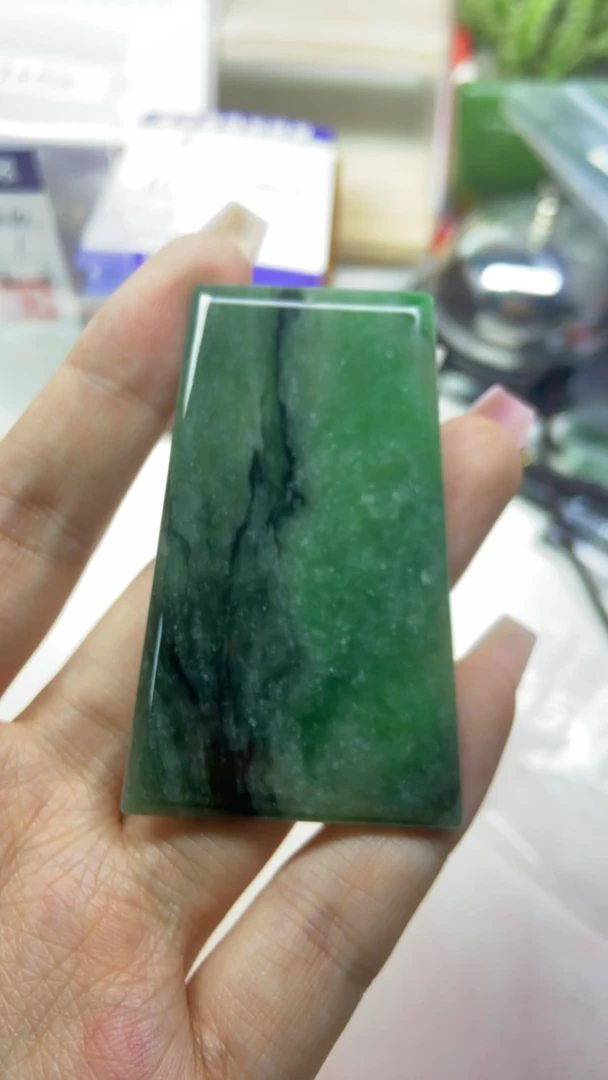 天然翡翠A货满绿无事牌