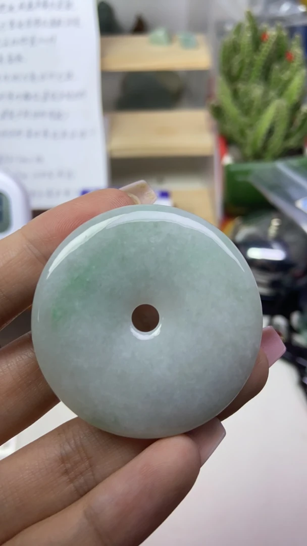 天然翡翠A货春彩平安扣