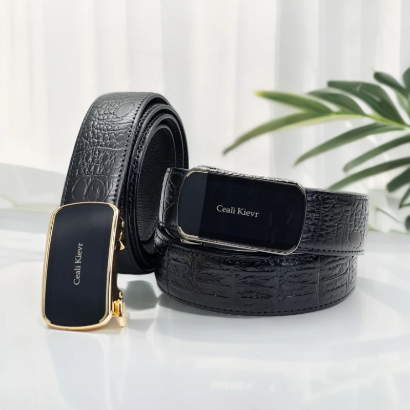 真牛皮真皮自动扣腰带内穿款潮流百搭韩版商务时尚个性男款裤腰带