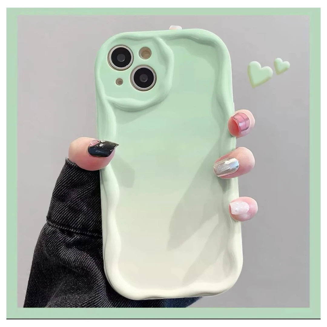 ins渐变绿适用苹果15pro手机壳小米14华为vivo高级oppo全包13防摔