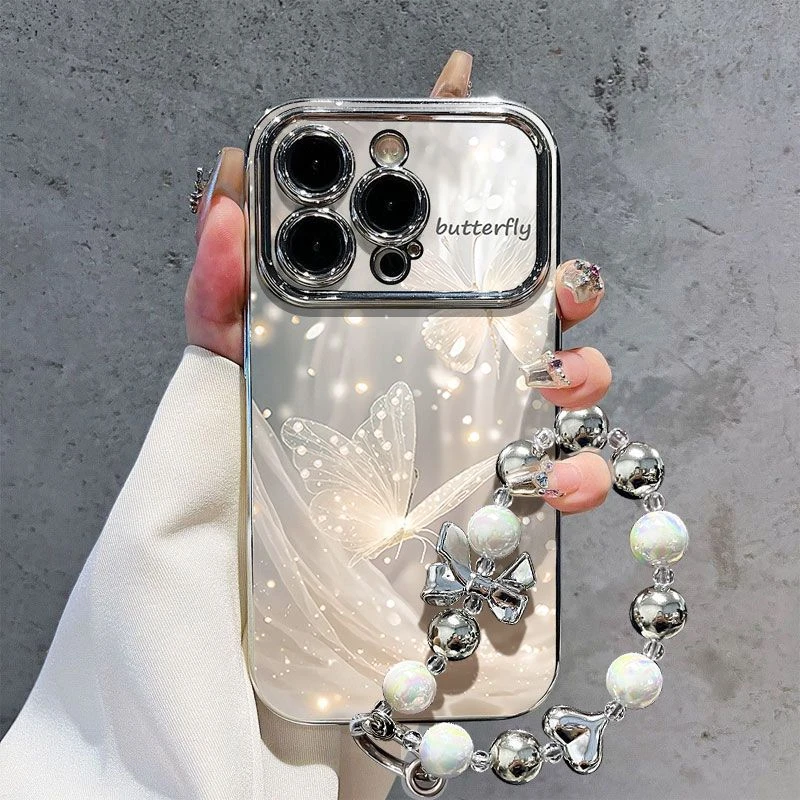 ins高级白色蝴蝶适用苹果15手机壳iphone14华为vivo小米oppo新款