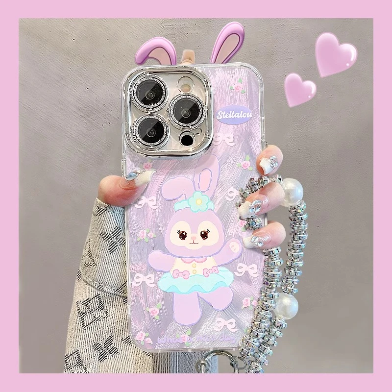 可爱玲娜贝尔手链适用苹果16手机壳羽纱华为oppo小米vivo全包防摔