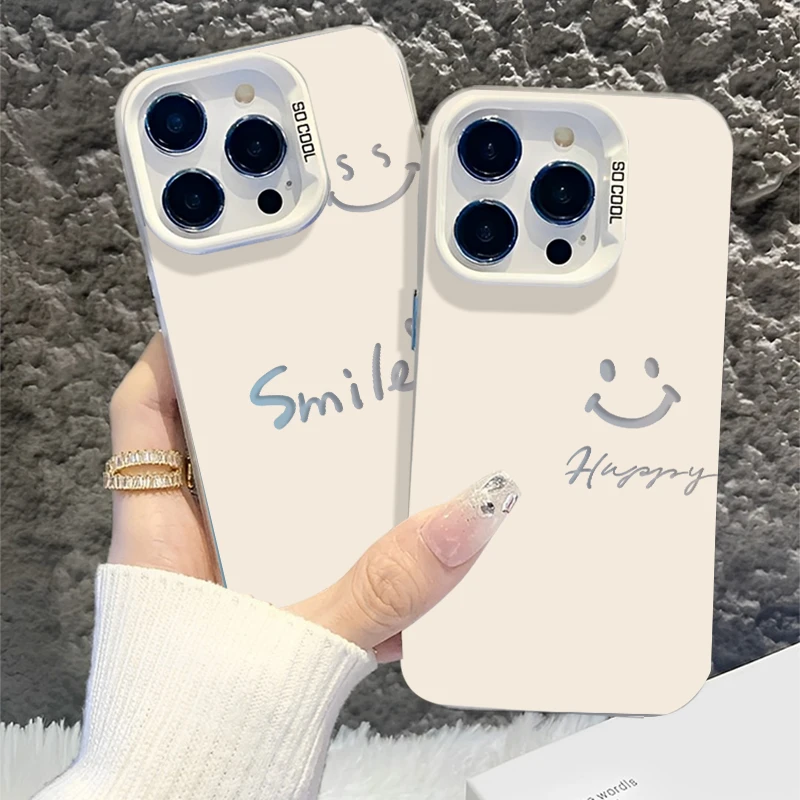 创意文字适用华为pura70手机壳苹果15情侣小米14笑脸vivo简约OPPO