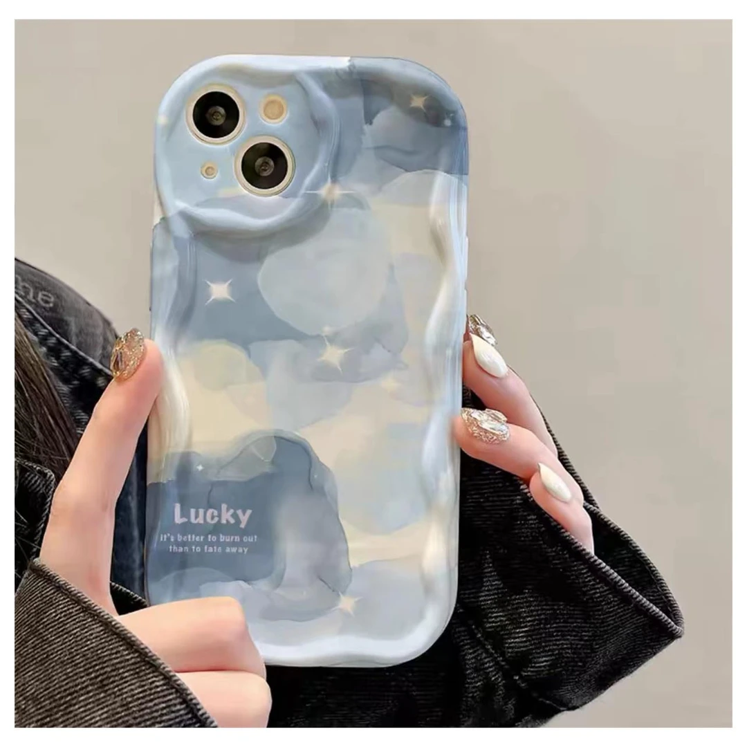 蓝色晕染适用苹果15手机壳华为荣耀oppo防摔套vivo小米14苹果13