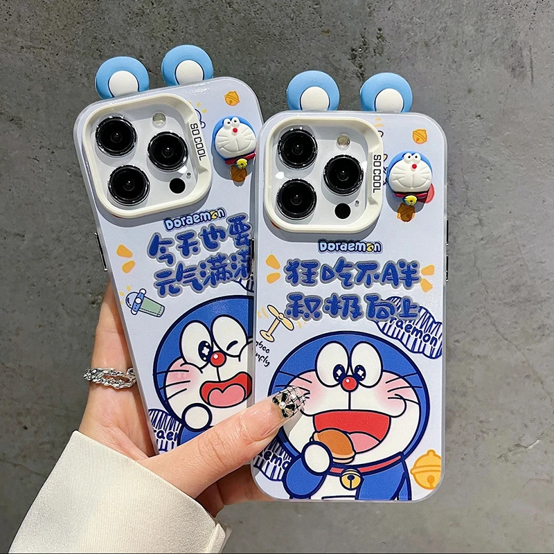 哆啦A梦公仔适用苹果15手机壳新款华为情侣vivo动漫小米OPPO防摔