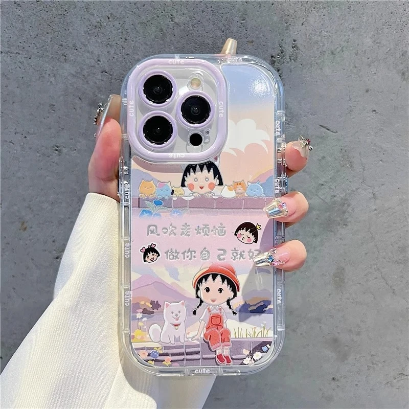 风吹走烦恼樱桃丸子适用苹果16手机壳华为OPPO羽纱小米15防摔vivo