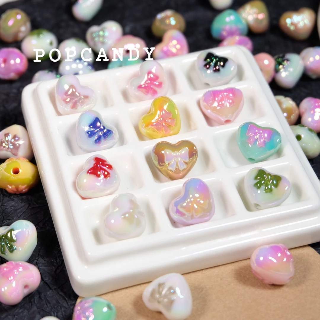 蝴蝶结爱心串珠手机链饰品DIY手工散珠配件饰品手链项链装饰链珠