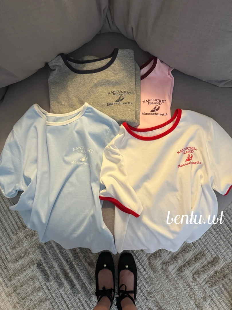 圆领撞色短袖T恤